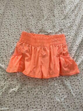 Free People Movement Coral Peach Ruffle Shorts